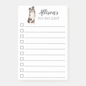 Australian Shepherd Dog Personalized To Do List Post-it Notes