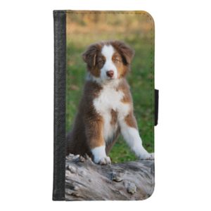 Australian Shepherd dog puppy Animal Photo - Wallet Phone Case For Samsung Galaxy S6