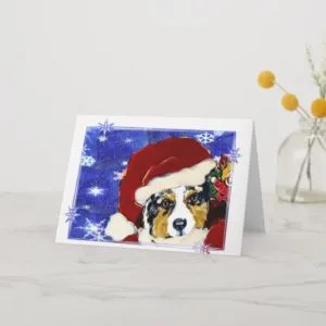Australian shepherd holiday card