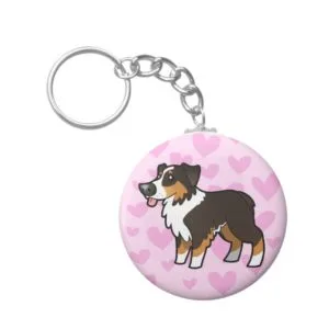 Australian Shepherd Love (black tricolor) Keychain