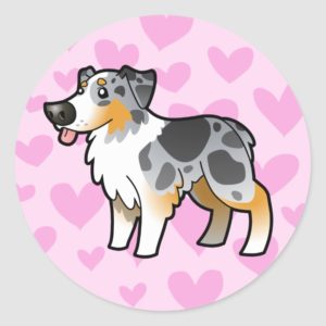 Australian Shepherd Love (blue merle) Classic Round Sticker