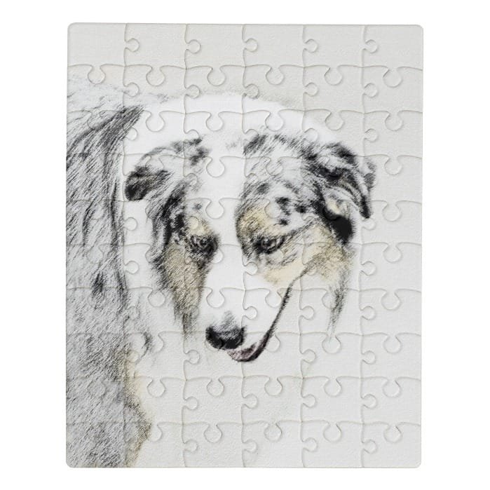 Australian Shepherd Painting - Original Dog Art Jigsaw Puzzle