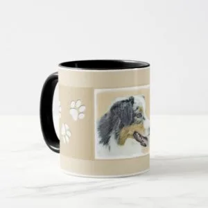 Australian Shepherd Painting - Original Dog Art Mug