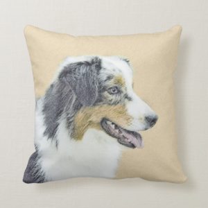 Australian Shepherd Painting - Original Dog Art Throw Pillow