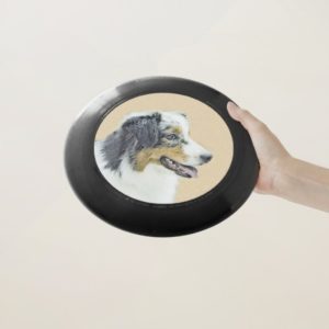 Australian Shepherd Painting - Original Dog Art Wham-O Frisbee