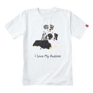 Australian Shepherd Pair, Black Tri and Blue Merle Zazzle HEART T-Shirt