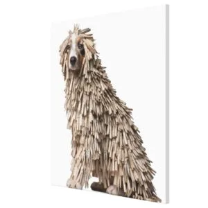 Australian Shepherd puppy full of Clothespin (5 Canvas Print