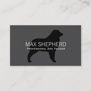 Australian Shepherd Silhouette Black on Grey Business Card