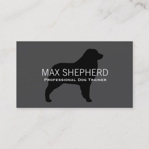 Australian Shepherd Silhouette Black on Grey Business Card