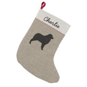 Australian Shepherd Silhouette Personalized Dog Small Christmas Stocking