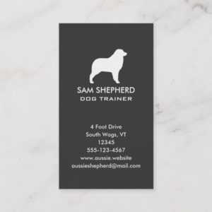Australian Shepherd Silhouette Vertical Business Card