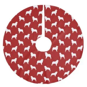 Australian Shepherd Silhouettes Pattern Brushed Polyester Tree Skirt