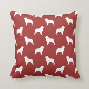 Australian Shepherd Silhouettes Pattern Throw Pillow