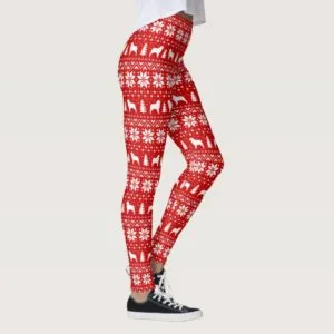 Australian Shepherds Christmas Pattern Red Leggings