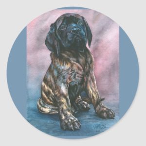 Baby Brindle Mastiff Classic Round Sticker