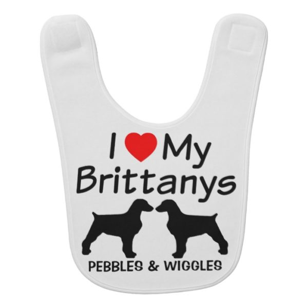 Baby Loves Two Brittany Dogs Baby Bib