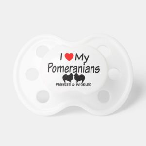 Baby Loves TWO Pomeranian Dogs Pacifier