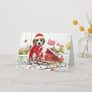 Beagle Santa and friends gifts Holiday Card