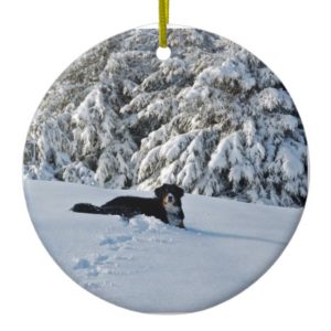 Berner in the Snow Ceramic Ornament