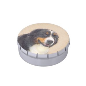 Bernese Mountain Dog 2 Painting - Original Dog Art Jelly Belly Tin