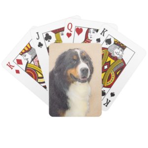 Bernese Mountain Dog 2 Painting - Original Dog Art Playing Cards