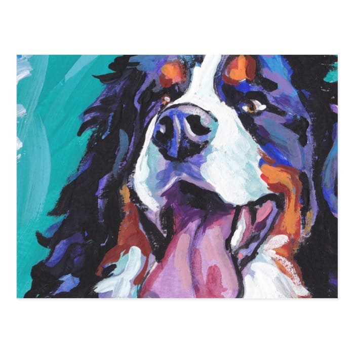 Bernese Mountain Dog Bright Colorful Pop Dog Art Postcard