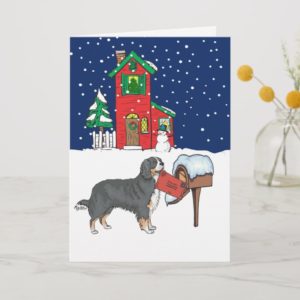 Bernese Mountain Dog Christmas Mail Holiday Card