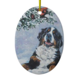 bernese mountain dog christmas ornament