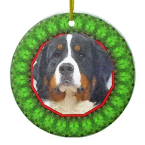 Bernese Mountain Dog Happy Howliday Ceramic Ornament