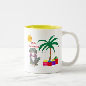 Bernese Mountain Dog Hawaiian Christmas Two-Tone Coffee Mug