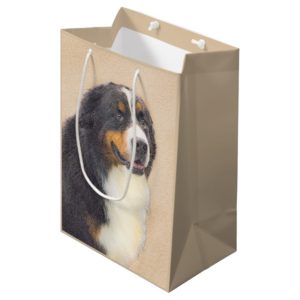 Bernese Mountain Dog Painting - Original Dog Art Medium Gift Bag