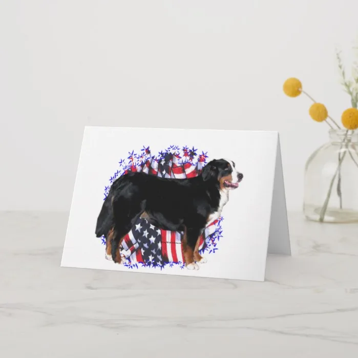 Bernese Mountain Dog Patriot Card
