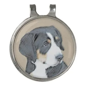 Bernese Mountain Dog Puppy Painting - Original Art Golf Hat Clip