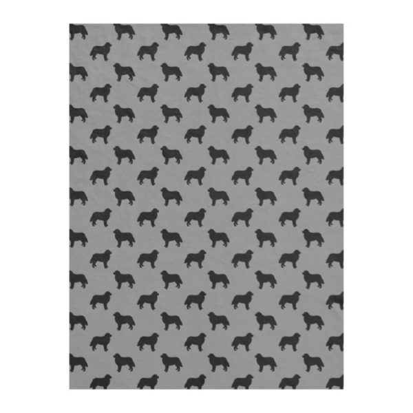 Bernese Mountain Dog Silhouettes Pattern Grey Fleece Blanket