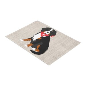 Bernese Mountain Dog Swiss Cross Tan Burlap Doormat