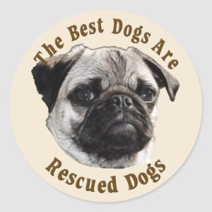 Best Dogs Are Rescued (Pug) Classic Round Sticker