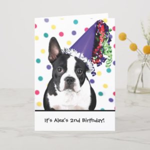 Birthday boston terrier customizable invitations