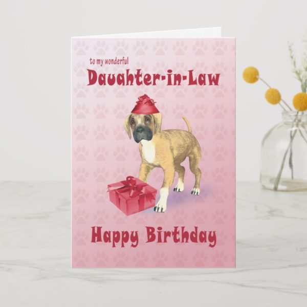Birthday card for a daughter-in-law with a puppy