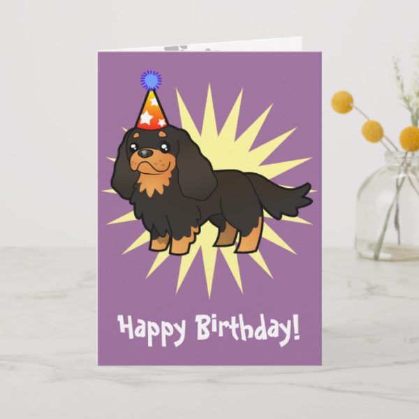 Birthday Cavalier King Charles (black and tan) Card