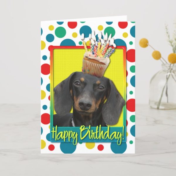 Birthday Cupcake - Dachshund - Winston Card