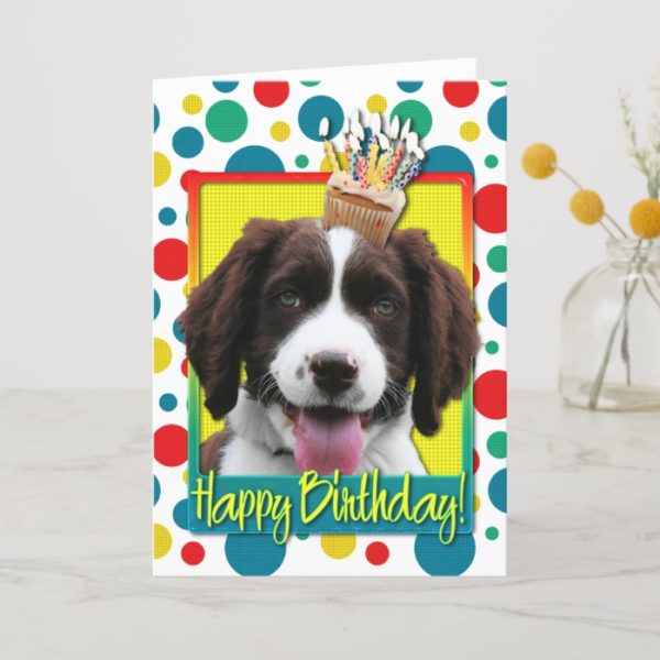 Birthday Cupcake -English Springer Spaniel -Baxter Card