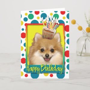 Birthday Cupcake - Pomeranian Card