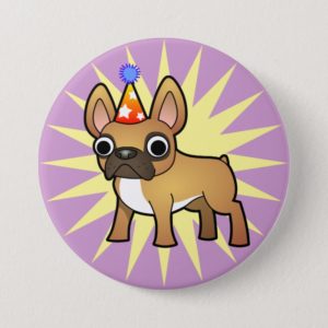 Birthday French Bulldog (mask) Pinback Button