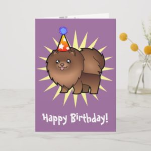Birthday Pomeranian (chocolate) Card