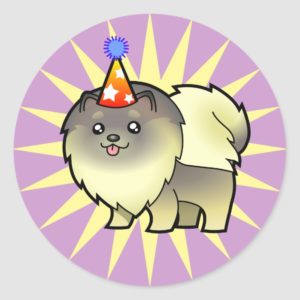 Birthday Pomeranian (wolf sable) Classic Round Sticker