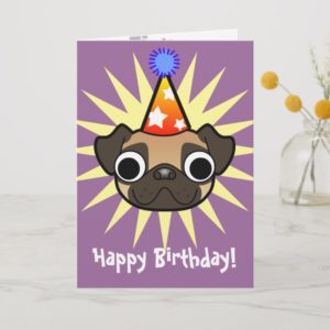 Birthday Pug (fawn) Card