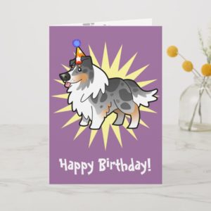 Birthday Shetland Sheepdog / Collie (blue merle) Card