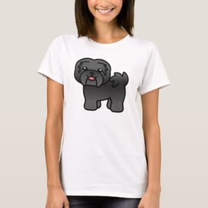 Black Cartoon Havanese Dog T-Shirt