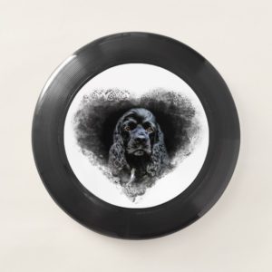 Black Cocker Spaniel heart Wham-O Frisbee