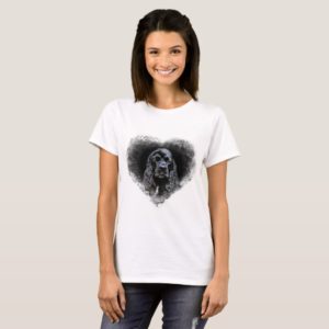 Black Cocker Spaniel in heart T-Shirt